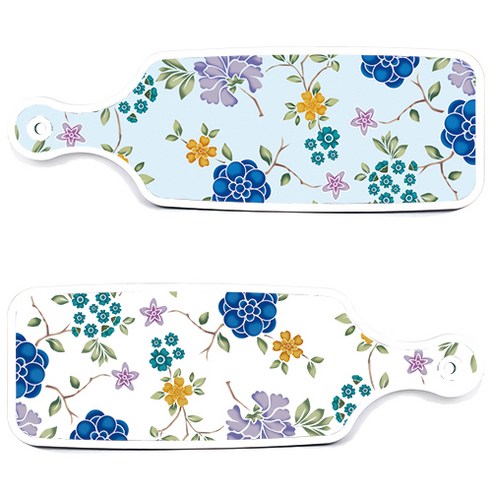 로엠디자인 서빙 도마 보드 2p 로맨틱 블루 floral 화이트 세트, 로맨틱 블루 floral 화이트, 로맨틱 블루 floral 비색, 1세트