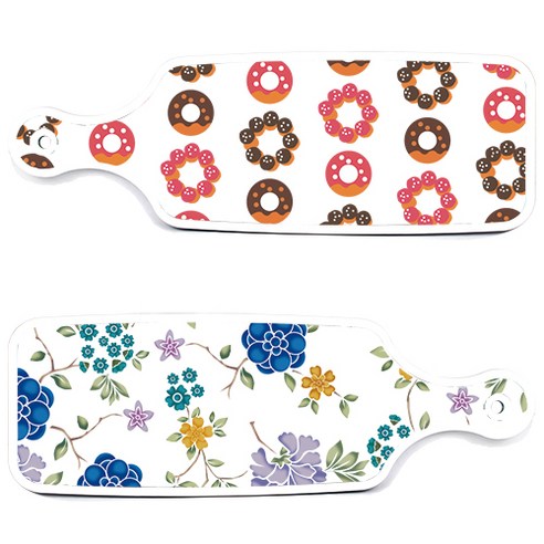 로엠디자인 서빙 도마 보드 2p 로맨틱 블루 floral 화이트 세트, 로맨틱 블루 floral 화이트, 초코 도넛, 1세트