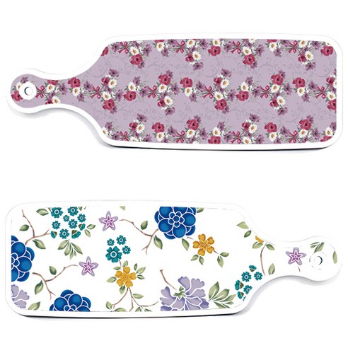 로엠디자인 서빙 도마 보드 2p 로맨틱 블루 floral 화이트 세트, 로맨틱 블루 floral 화이트, 벽람색 플라워, 1세트