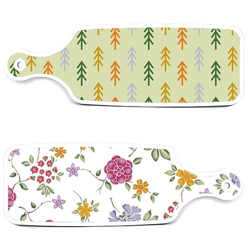 로엠디자인 서빙 도마 보드 2p 로맨틱레드 floral 화이트 세트, 로맨틱레드floral화이트, 소나무치자색, 1세트