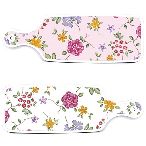 로엠디자인 서빙 도마 보드 2p 로맨틱레드 floral 화이트 세트, 로맨틱레드floral화이트, 로맨틱레드floral연분홍색, 1세트