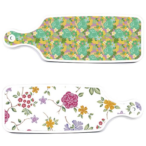 로엠디자인 서빙 도마 보드 2p 로맨틱레드 floral 화이트 세트, 로맨틱레드floral화이트, 청록장미넝쿨, 1세트