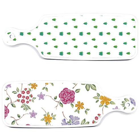 로엠디자인 서빙 도마 보드 2p 로맨틱레드 floral 화이트 세트, 로맨틱레드floral화이트, 소나무아트웍, 1세트