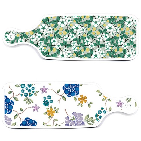 로엠디자인 서빙 도마 보드 2p 로맨틱블루 floral 화이트 세트, 로맨틱블루floral화이트, 플라워회색, 1세트