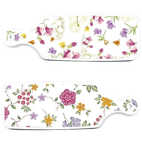 로엠디자인 서빙 도마 보드 2p 로맨틱레드 floral 화이트 세트, 로맨틱레드floral화이트, 로맨틱청자색floral, 1세트