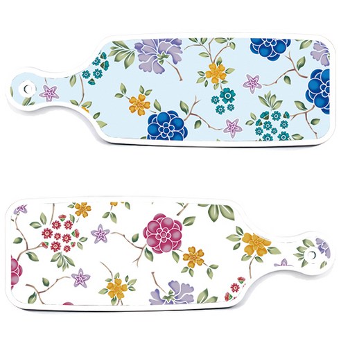 로엠디자인 서빙 도마 보드 2p 로맨틱레드 floral 화이트 세트, 로맨틱레드floral화이트, 로맨틱블루floral비색, 1세트