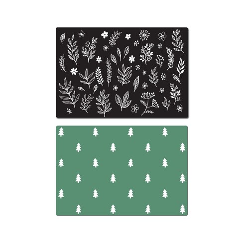 서머스트 실리콘 테이블매트 2p 리프 블랙 세트, 리프 블랙, 포레스트 카키그린, 425 x 295 mm