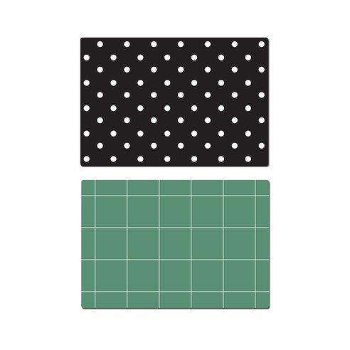 서머스트 실리콘 테이블매트 2p 도트 블랙 세트, 도트 블랙, 심플체크 카키그린, 425 x 295 mm