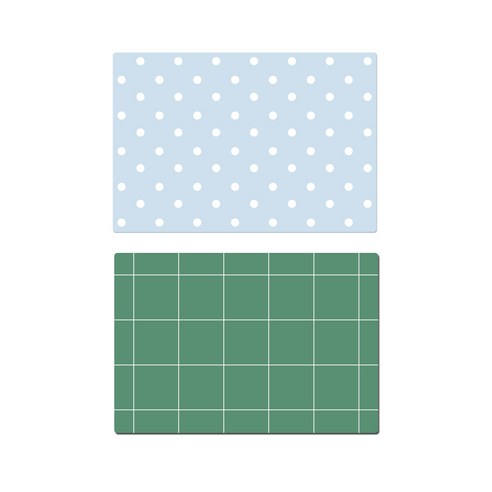 서머스트 실리콘 테이블 매트 DOT + SIMPLE CHECK, 스카이블루, 카키그린, 425 x 295 mm
