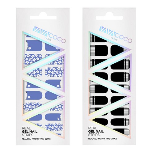바바코코 젤네일 스트립 스티커 세트 믹스매치 플라워가든 + 믹스매치 미러, 1.스카이블루, 3.블랙, 1세트