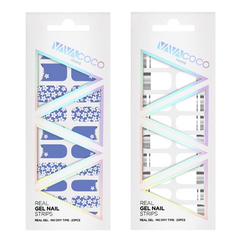 바바코코 젤네일 스트립 스티커 세트 믹스매치 플라워가든 + 믹스매치 미러, 1.스카이블루, 2.화이트, 1세트