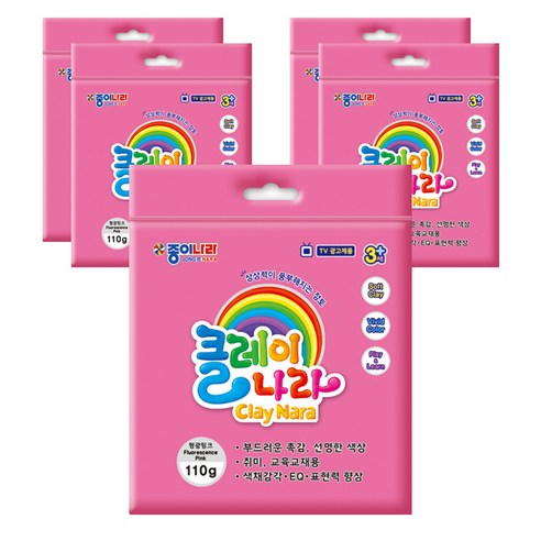 종이나라 클레이나라 점토 5p, 형광핑크, 110g