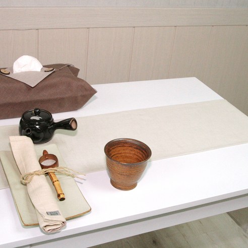 나산데코 마100% 힐링린넨 젠스타일 테이블러너, RN813-26(시쉘베이지), 4인용(180 x 28 cm)
