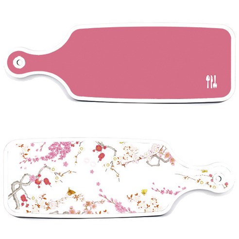 로엠디자인 서빙 도마 보드 2p 로맨틱연지색floral 세트, 로맨틱연지색floral, 핑크, 1세트