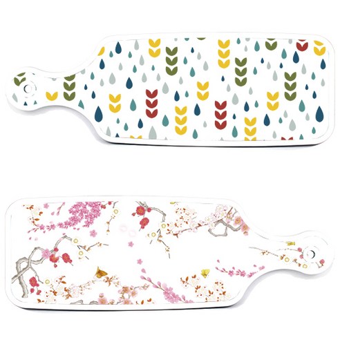 로엠디자인 서빙 도마 보드 2p 로맨틱연지색floral 세트, 로맨틱연지색floral, 빗물과새싹패턴, 1세트