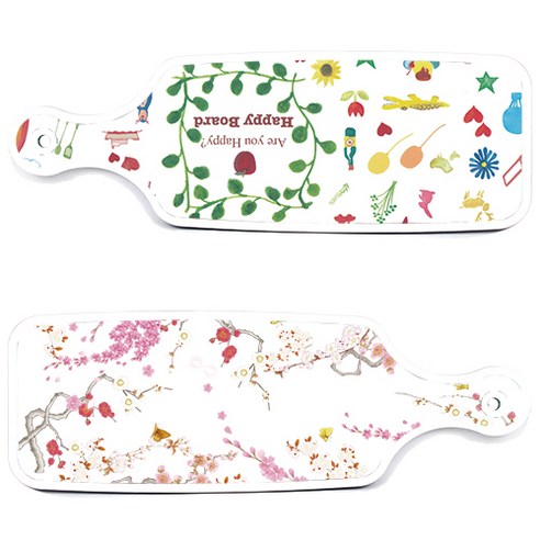 로엠디자인 서빙 도마 보드 2p 로맨틱연지색floral 세트, 로맨틱연지색floral, 해피, 1세트