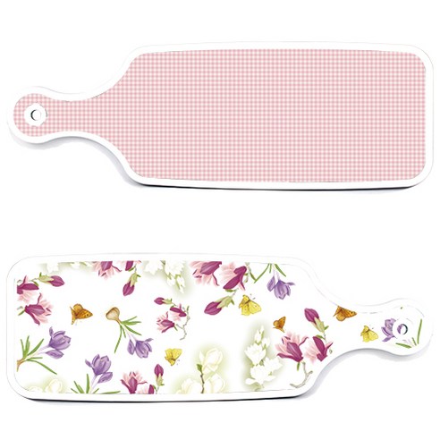로엠디자인 서빙 도마 보드 2p 로맨틱청자색floral 세트, 로맨틱청자색floral, 훈색체크, 1세트