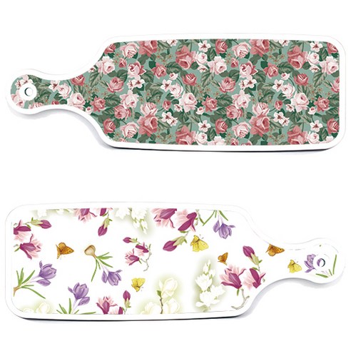 로엠디자인 서빙 도마 보드 2p 로맨틱청자색floral 세트, 로맨틱청자색floral, 흑록색가든플라워, 1세트