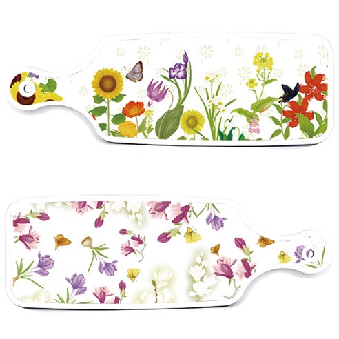 로엠디자인 서빙 도마 보드 2p 로맨틱청자색floral 세트, 로맨틱청자색floral, 화단, 1세트