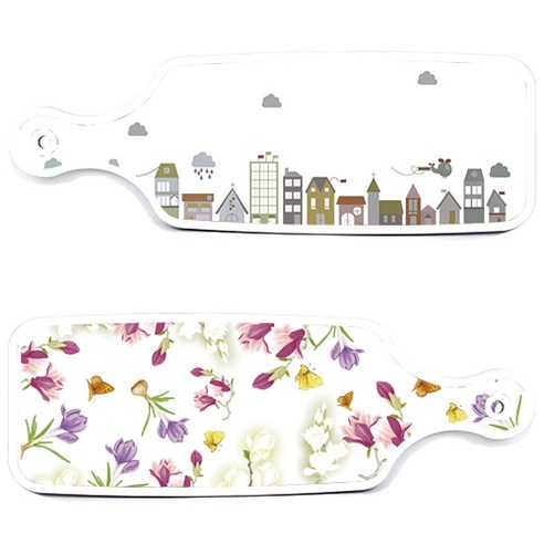 로엠디자인 서빙 도마 보드 2p 로맨틱청자색floral 세트, 로맨틱청자색floral, 도시클립아트, 1세트