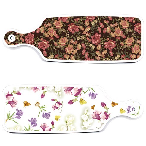 로엠디자인 서빙 도마 보드 2p 로맨틱청자색floral 세트, 로맨틱청자색floral, 블랙가든아트, 1세트
