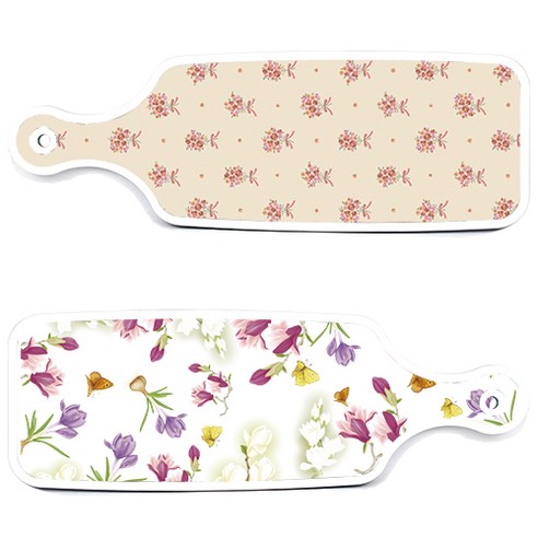 로엠디자인 서빙 도마 보드 2p 로맨틱청자색floral 세트, 로맨틱청자색floral, 담황색꽃다발, 1세트