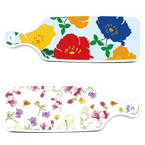 로엠디자인 서빙 도마 보드 2p 로맨틱청자색floral 세트, 로맨틱청자색floral, 국화블루옥색, 1세트