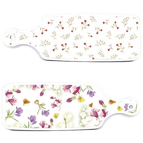 로엠디자인 서빙 도마 보드 2p 로맨틱청자색floral 세트, 로맨틱청자색floral, 장단색꽃고비, 1세트