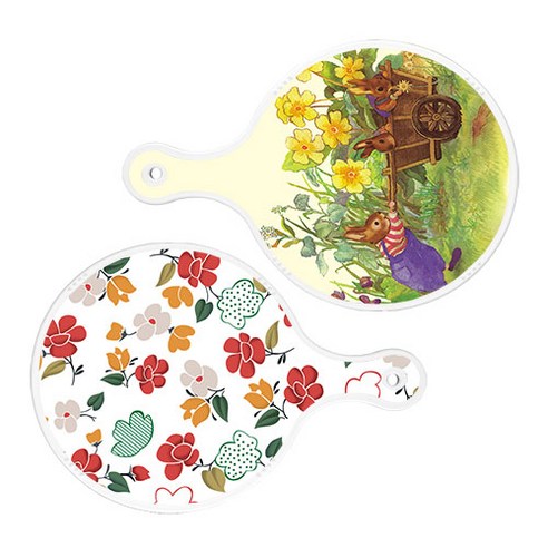 로엠디자인 서빙 원형 도마 보드 2p 카사로메오화단 세트, 카사로메오화단, floral 목련 패턴, 1세트