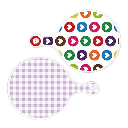 로엠디자인 서빙 원형 도마 보드 2p 러브패턴 세트, 러브패턴, 체크파스텔보라, 1세트