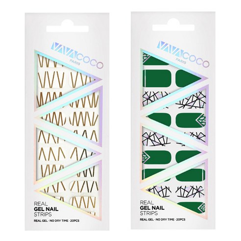 바바코코 믹스매치 젤네일스티커, 테크노 화이트, 브로큰글라스 그린, 1세트