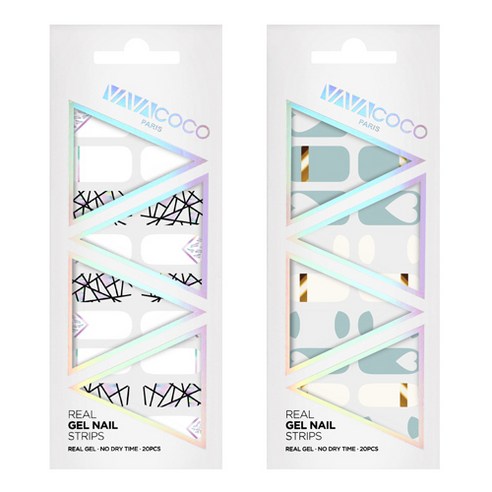 바바코코 젤네일 스트립 스티커 믹스매치 브로큰글라스 2p 세트, 믹스매치 브로큰글라스 화이트, 하트루놀라 스카이, 1세트