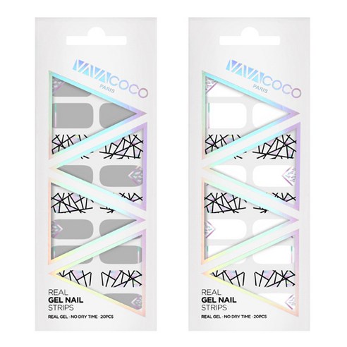 바바코코 젤네일 스트립 스티커 믹스매치 브로큰글라스 2p 세트, 믹스매치 브로큰글라스 그레이, 화이트, 1세트