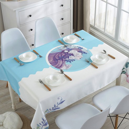 이코디 그레이티스트 기프트 테이블 보, 하프 블루, 110 x 110 cm