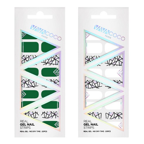 바바코코 젤네일 스트립 스티커 믹스매치 브로큰글라스 2p 세트, 믹스매치 브로큰글라스 그린, 화이트, 1세트