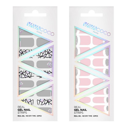 바바코코 젤네일 스트립 스티커 믹스매치 브로큰글라스 2p 세트, 믹스매치 브로큰글라스 그레이, 루놀라글리터 베이비핑크, 1세트