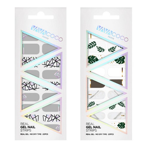 바바코코 젤네일 스트립 스티커 믹스매치 브로큰글라스 2p 세트, 믹스매치 브로큰글라스 그레이, 플랜트 다크브라운, 1세트