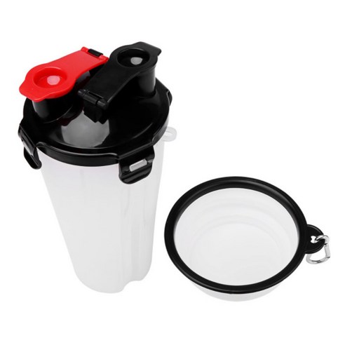 아리코 DrMini 고양이 & 강아지 듀얼 워터 푸드병 700ml + 접이식 그릇, 화이트, 1세트