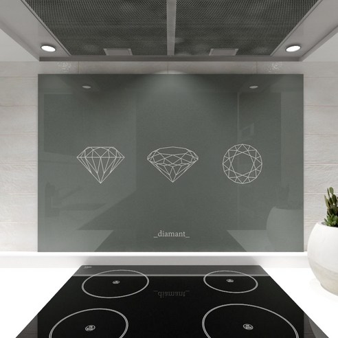 웰룸 주방아트보드 다이아몬드 800 x 600 mm, 차콜그레이, 1개