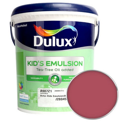 듀럭스 키즈에멀전 페인트 무광 3L, Plucky Pink, 1개
