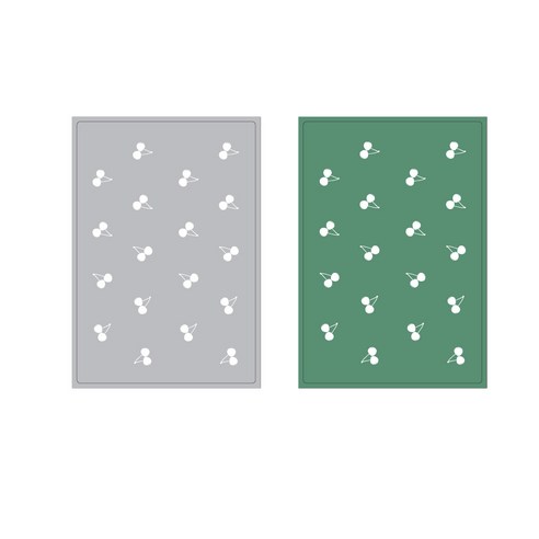 프루티 브런치 실리콘매트 CHERRY 2p, 그레이, 카키 그린, 425 x 295 mm