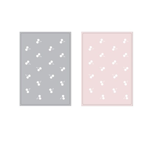프루티 브런치 실리콘매트 CHERRY 2p, 그레이, 인디 핑크, 425 x 295 mm
