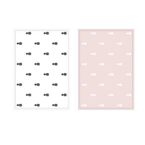 프루티 브런치 실리콘매트 PINEAPPLE 2p, 화이트, 인디 핑크, 425 x 295 mm