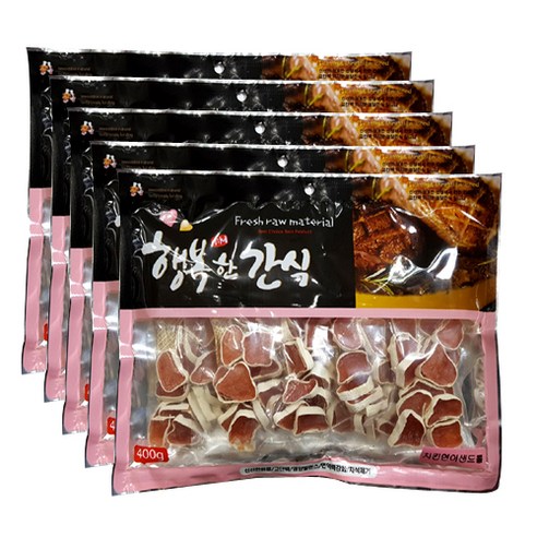 행복한간식 강아지 사사미 간식 400g, 치킨 연어 샌드 롤맛, 5개