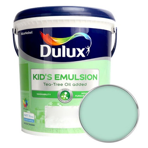 듀럭스 키즈에멀전 무광 페인트 3L, Fleecy Green, 1개