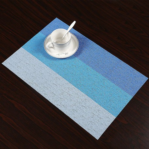 아리코 25kitchen PVC 3색 식탁매트 4p, 블루(수평), 45 x 30 cm