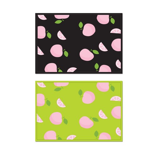 서머스트 테이블매트 피치 2p, 블랙, 라임그린, 425 x 295 mm