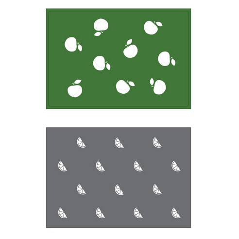 서머스트 테이블매트 피치 + 오렌지, 진연두, 그레이, 425 x 295 mm