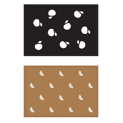 서머스트 테이블매트 피치 + 오렌지, 블랙, 연브라운, 425 x 295 mm