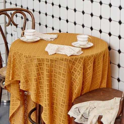 차리다서울 레이스 테이블 보, No.3 Mustard, 173 x 145 cm